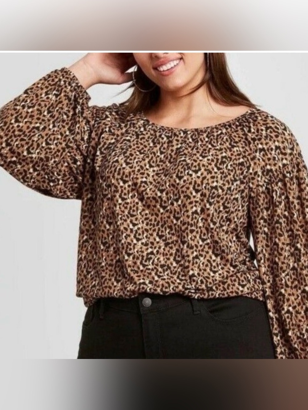 Ava & Viv Plus Size Animal Print Boho Peasant Tunic Blouse – 1X